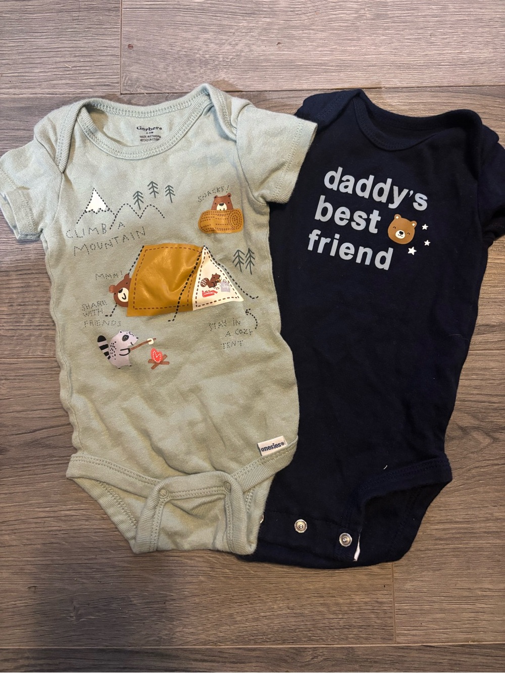 Baby One-Piece Bodysuits - Sage Green & Navy (2-Pack)
